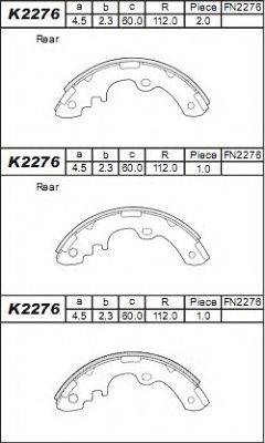 ASIMCO K2276 Комплект гальмівних колодок