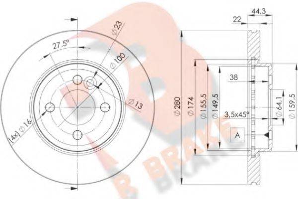 R BRAKE 78RBD22893
